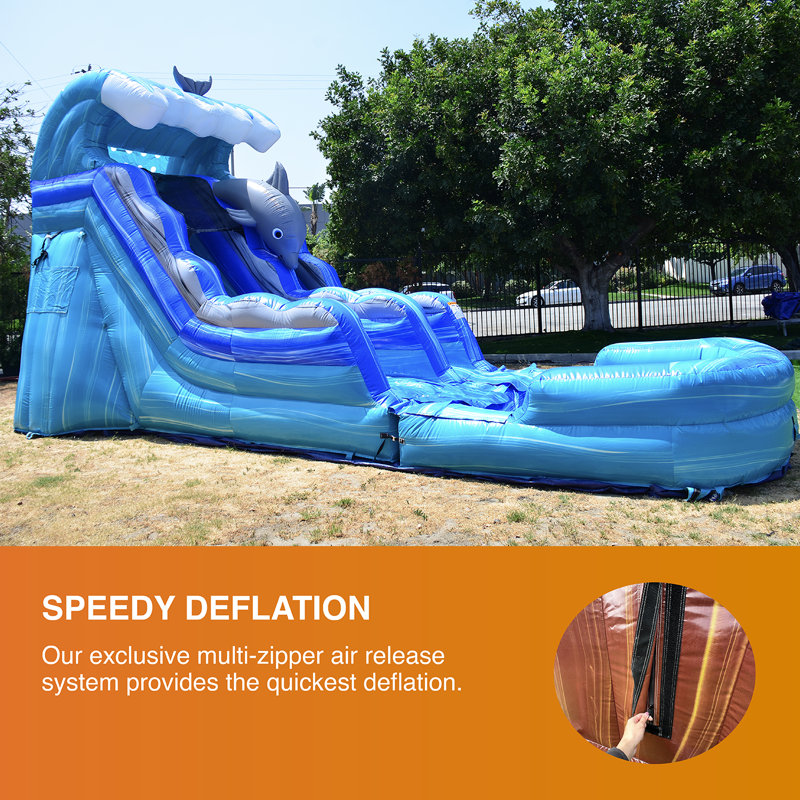 Jumporange 15’ Dolphin Water Slide Inflatable With Splash Pool Wayfair Canada